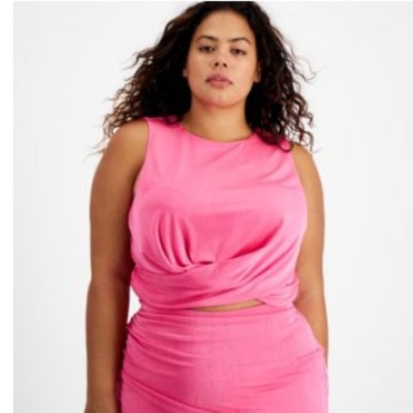 Bar III Plus Size Cross-Hem Sleeveless Cropped Top, Size, 1X - Picture 1 of 4